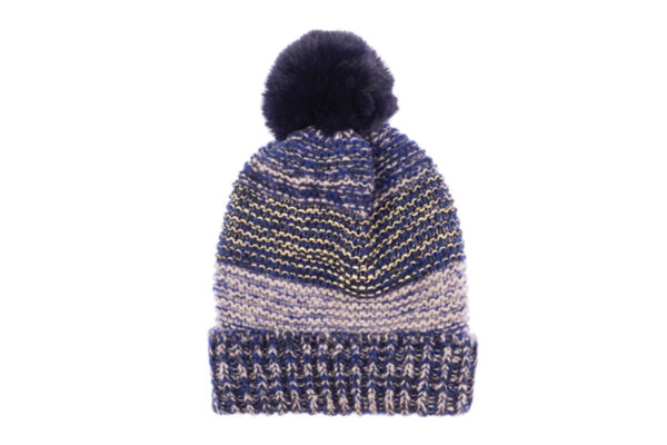 Alternative view of Σκούφος χρωματιστός με μεταλλιζέ κλωστές και πον πον